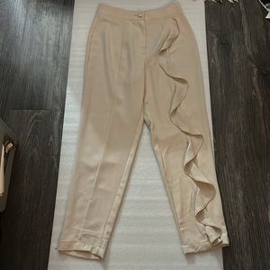 Fashion Nova Beige Ruffled Front Pants S Balletcore Retrogirl Glam Coquette Girl